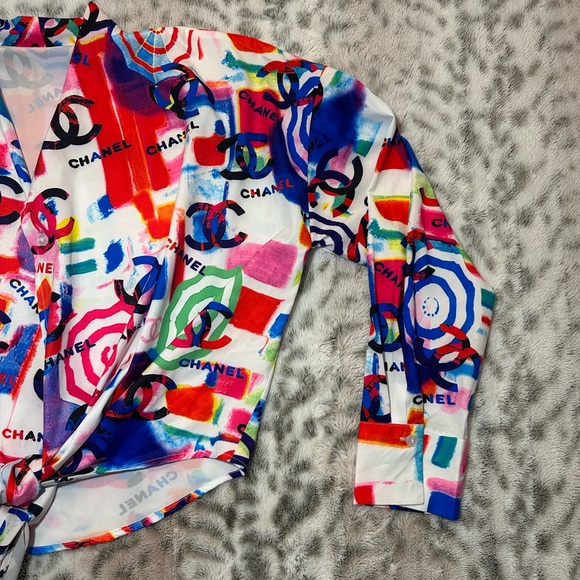 Chanel Colorful Logo Print Blouse - Picture 12 of 16